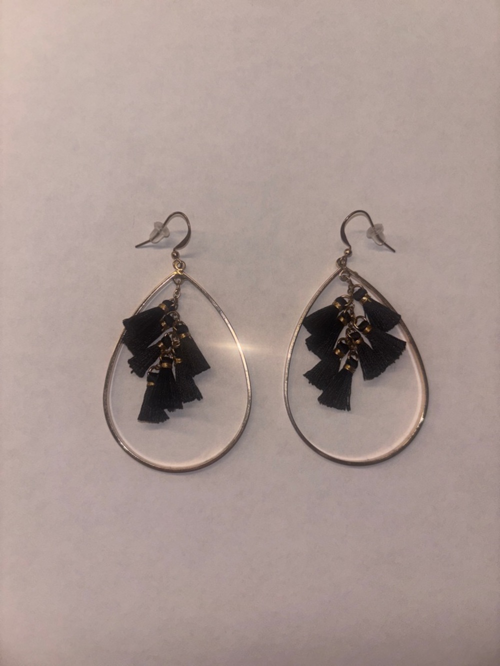 Black Tassel Teardrop Earrings